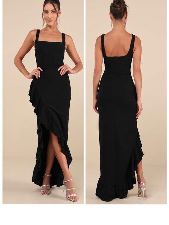 Lulus Dresses & Skirts - Lulus Immaculate Excellence Black Sleeveless Ruffled Tulip Maxi Dress Size Small